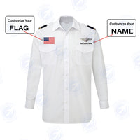 Thumbnail for Custom Flag & Name with EPAULETTES (US Air Force & Star) Designed Long Sleeve Pilot Shirts