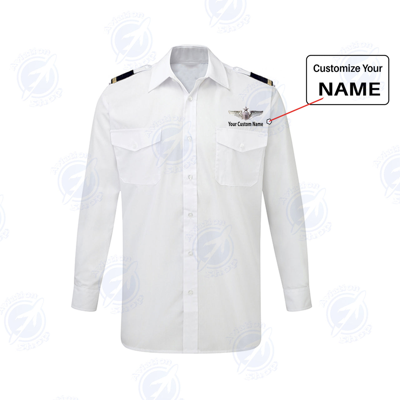 Custom & Name with EPAULETTES (US Air Force & Star) Designed Long Sleeve Pilot Shirts