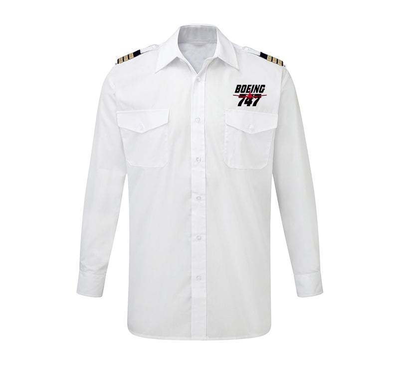 Amazing Boeing 747 Designed Long Sleeve Pilot Shirts
