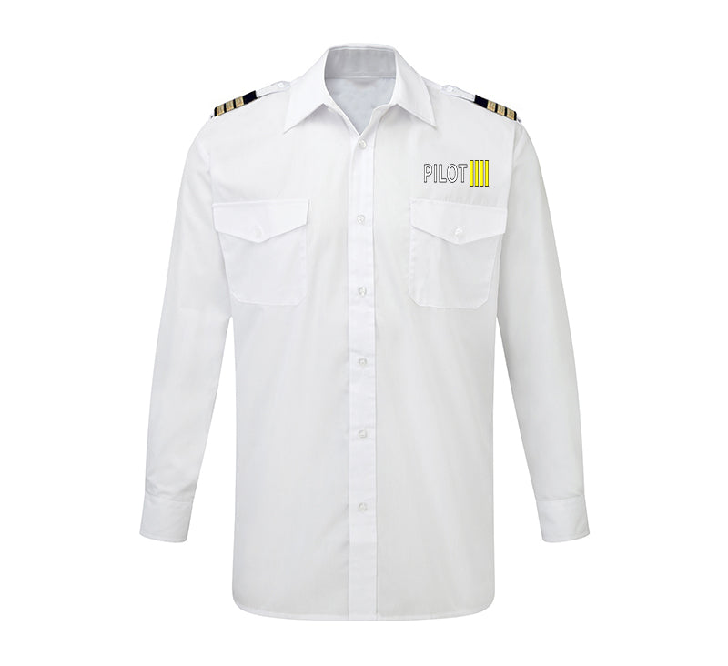 Pilot & Stripes (4 Lines) Designed Long Sleeve Pilot Shirts