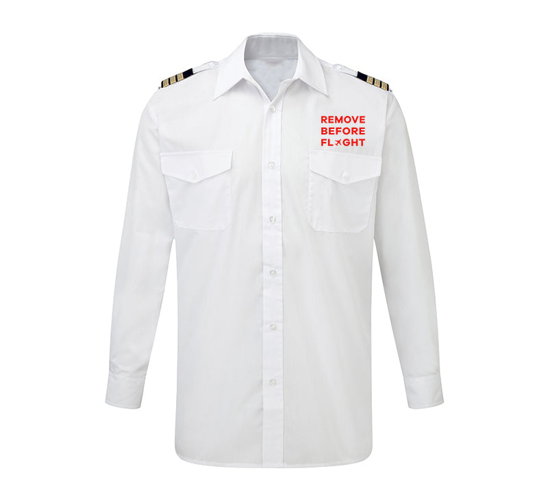 Remove Before Flight Designed Long Sleeve Pilot Shirts