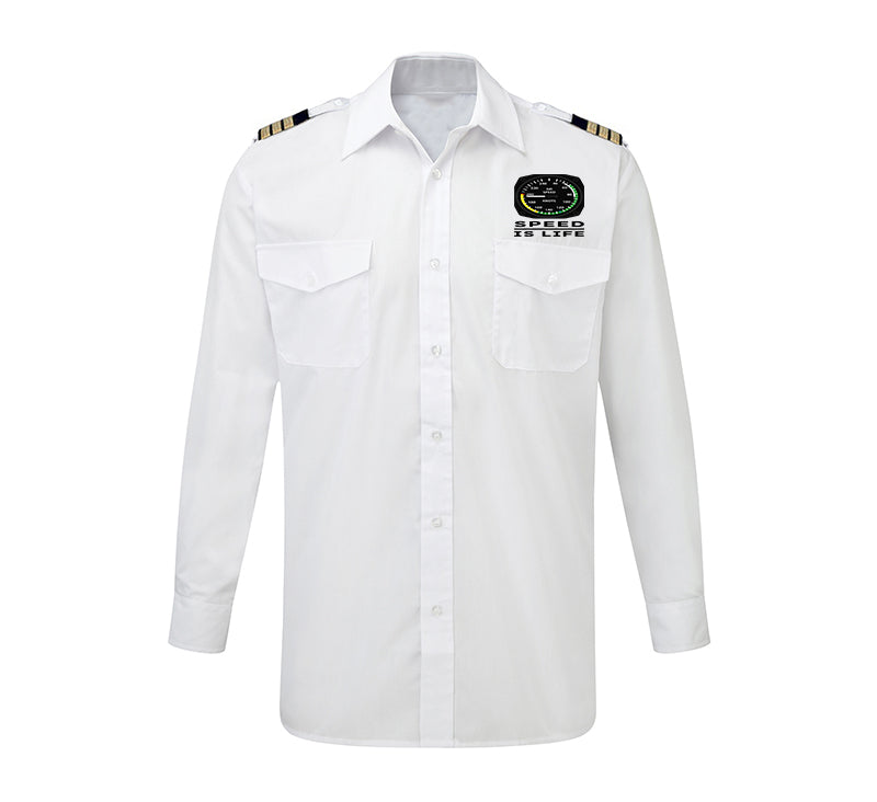 Speed Is Life Designed Long Sleeve Pilot Shirts