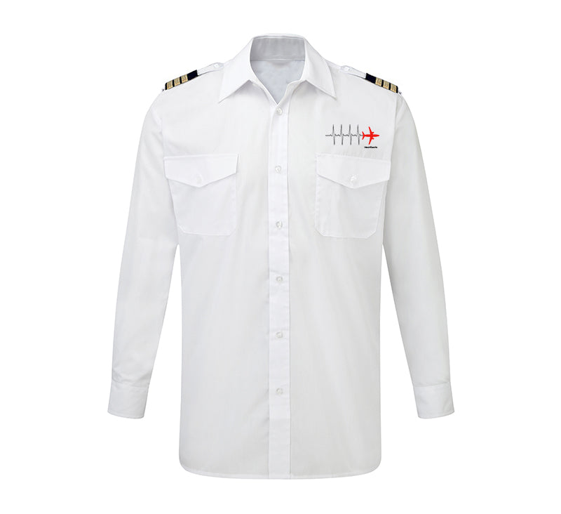 Aviation Heartbeats Designed Long Sleeve Pilot Shirts