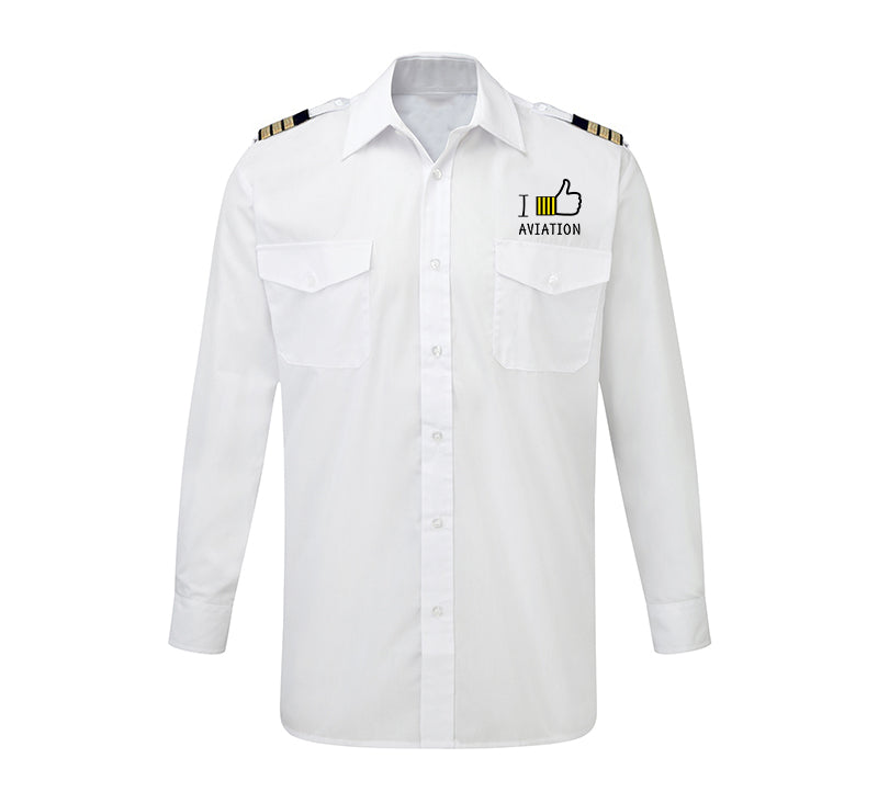 I Like Aviation Designed Long Sleeve Pilot Shirts