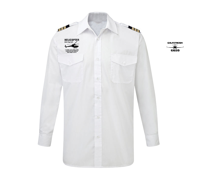 Helicopter [Noun] Designed Long Sleeve Pilot Shirts