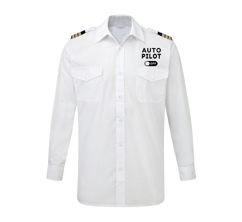 Auto Pilot Off Designed Long Sleeve Pilot Shirts