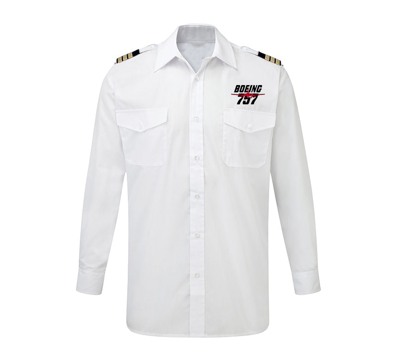 Amazing Boeing 757 Designed Long Sleeve Pilot Shirts