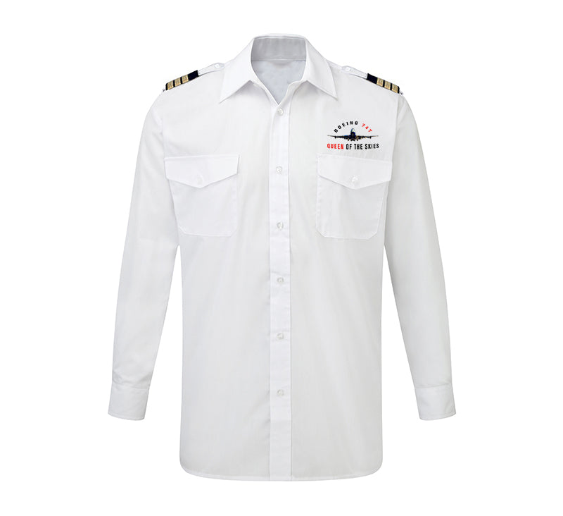 Boeing 747 Queen of the Skies Designed Long Sleeve Pilot Shirts