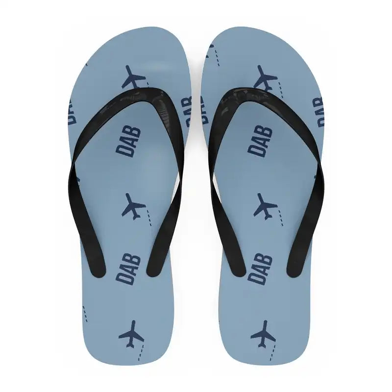 Daytona Beach International Airport (DAB) Slippers & Flip Flops - Slippers - Flip Flops - Pattern - Light Blue