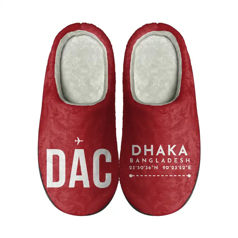 Hazrat Shahjalal International Airport Dhaka (DAC) Slippers & Flip Flops - Slippers - Cotton - Code - Different - Red