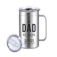 Thumbnail for Da Nang International Airport (DAD) Stainless Steel Mugs - ID Tag - Stainless Steel Mug - 24 oz / 700ML - Silver