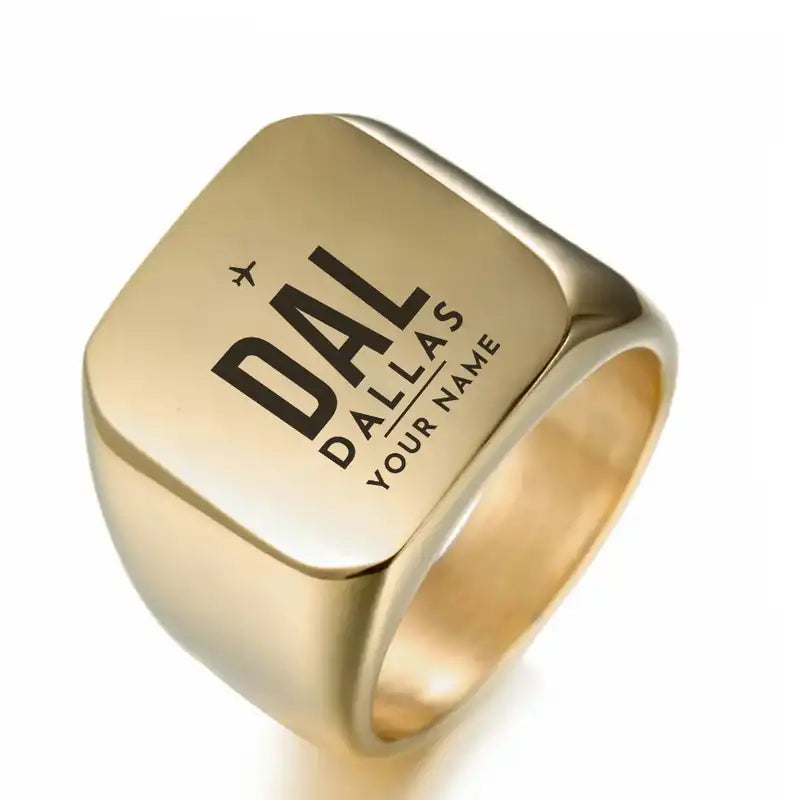 Dallas Love Field (DAL) Rings - Ring - Golden + Name