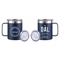 Thumbnail for Dallas Love Field (DAL) Stainless Steel Mugs - ID Tag + Custom Back - Stainless Steel Mug - 14 oz / 400ML - Navy Blue