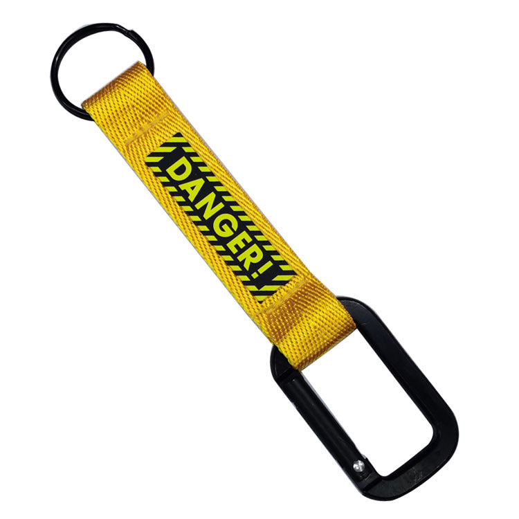 DANGER (Yellow) Designed Mountaineer Style Key Chains
