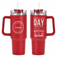 Thumbnail for James M. Cox Dayton International Airport (DAY) Stainless Steel Mugs - Boarding Pass + Custom Back - 40oz Car Mug - Red