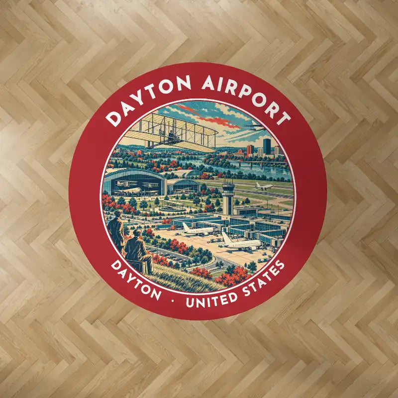 James M. Cox Dayton International Airport (DAY) Carpets - Carpet Round - Badge - Red V2