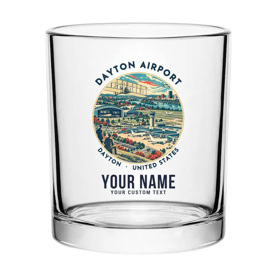 James M. Cox Dayton International Airport (DAY) Glasses - Badge + Name - Special Whiskey Glass