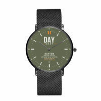 Thumbnail for James M. Cox Dayton International Airport (DAY) Aviator Watches - Classic - Green Army - Slim Mesh - Black & Stainless Steel Strap