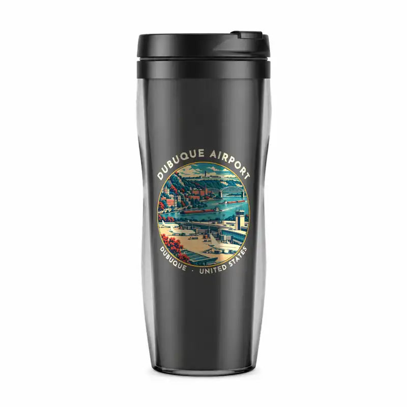 Dubuque Regional Airport (DBQ) Travel Mugs - Badge - Plastic (No Holder) - Gray
