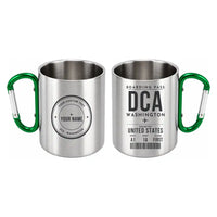 Thumbnail for Ronald Reagan Washington National Airport (DCA) Stainless Steel Mugs - Boarding Pass + Custom Back - Outdoors Mug - Green