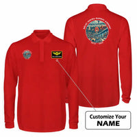 Thumbnail for Delhi Indira Gandhi International Airport (DEL) Premium Polo T-Shirts - Badge + Name - Long Sleeve - Red