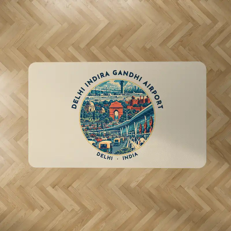 Delhi Indira Gandhi International Airport (DEL) Carpets - Carpet Rectangle - Badge - Beige V2