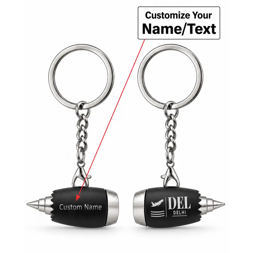 DEL - Engine Key Chain - Black + Name