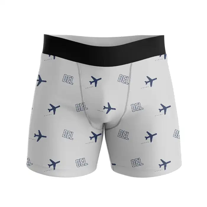 Delhi Indira Gandhi International Airport (DEL) Men Boxers - Pattern - Light Gray