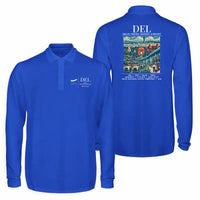 Thumbnail for Delhi Indira Gandhi International Airport (DEL) Premium Polo T-Shirts - Poster - Long Sleeve - Blue
