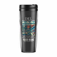 Thumbnail for Delhi Indira Gandhi International Airport (DEL) Travel Mugs - Poster + Name - Plastic (No Holder) - Gray