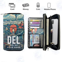 Thumbnail for Delhi Indira Gandhi International Airport (DEL) Leather Wallets - Zip Long Wallet - Scene + Name
