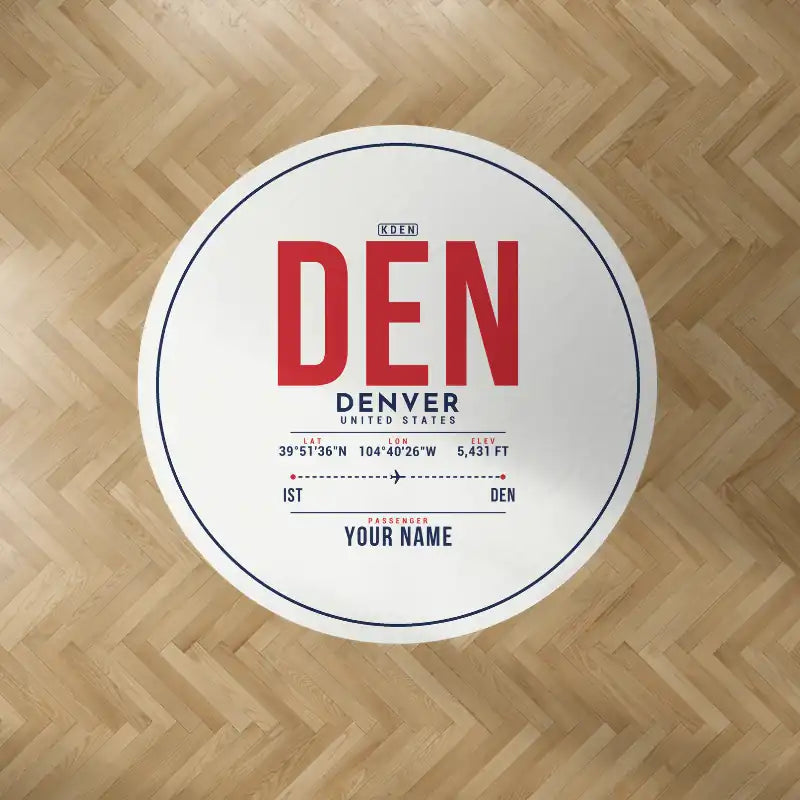 Denver International Airport (DEN) Carpets - Carpet Round - ID Tag + Name - White V2