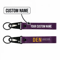 Thumbnail for Denver International Airport (DEN) Hawk-Shaped Key Chains - Hawk Key Chain - Tag - Purple + NAME
