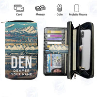 Thumbnail for Denver International Airport (DEN) Leather Wallets - Zip Long Wallet - Scene + Name