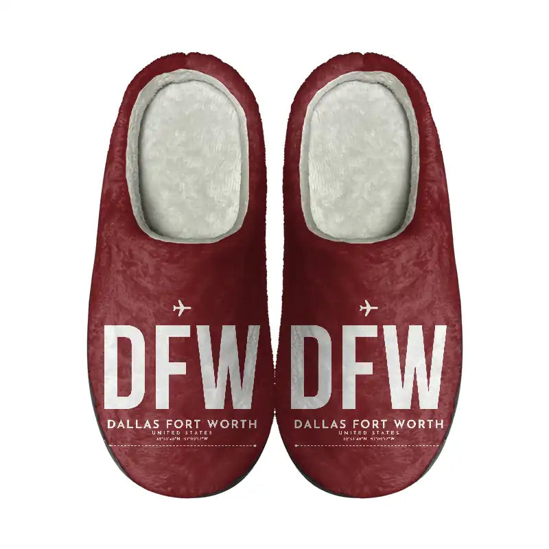 Dallas Fort Worth International Airport (DFW) Slippers & Flip Flops - Slippers - Cotton - Code - Same - Dark Red