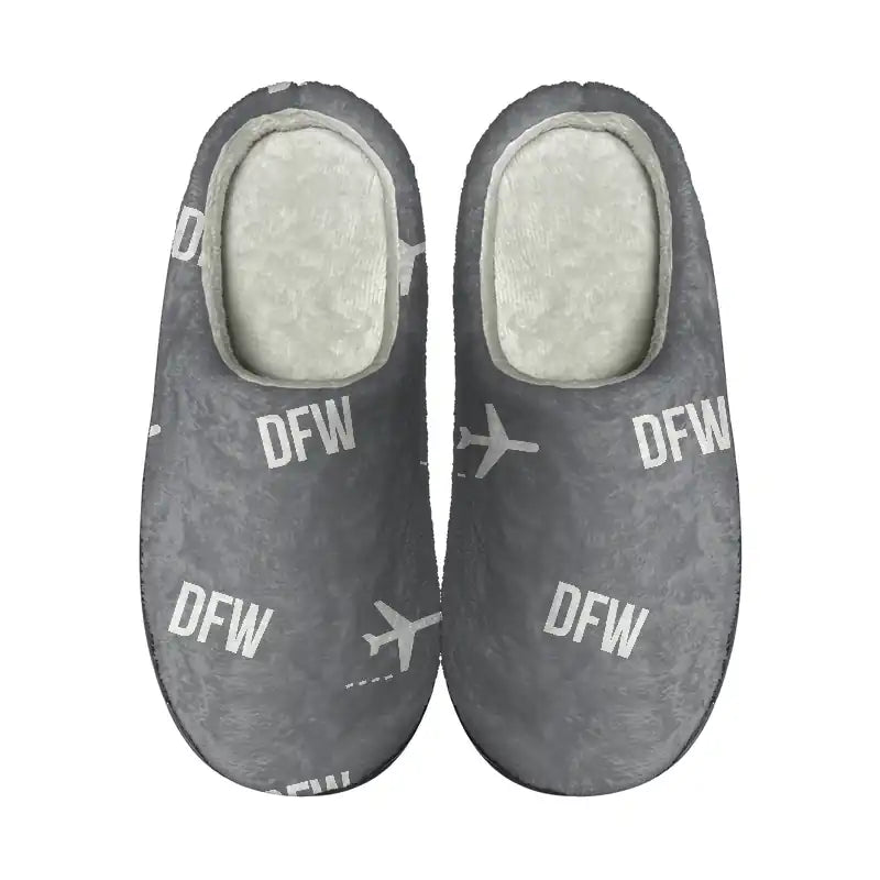 Dallas Fort Worth International Airport (DFW) Slippers & Flip Flops - Slippers - Cotton - Pattern - Gray