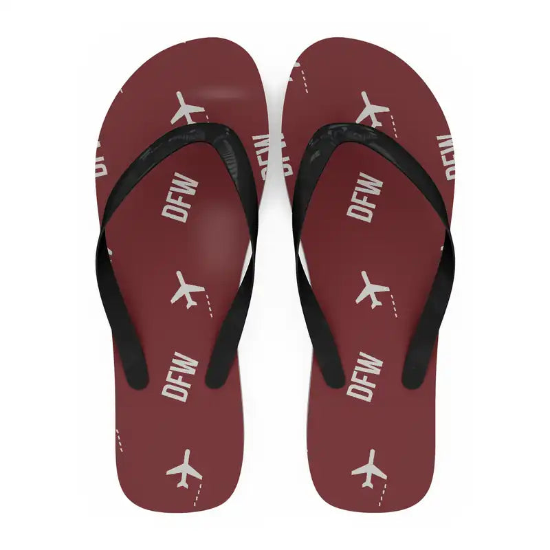 Dallas Fort Worth International Airport (DFW) Slippers & Flip Flops - Slippers - Flip Flops - Pattern - Dark Red