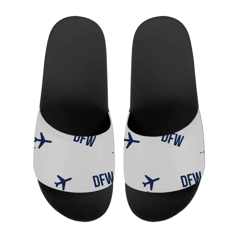 Dallas Fort Worth International Airport (DFW) Slippers & Flip Flops - Slippers - Sport - Pattern - Light Gray