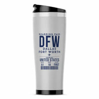 Thumbnail for Dallas Fort Worth International Airport (DFW) Travel Mugs - Boarding Pass - Stainless Steel (No Holder) - Light Gray