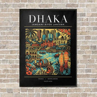 Thumbnail for DHAKA - Poster - Canvas Framed - Black