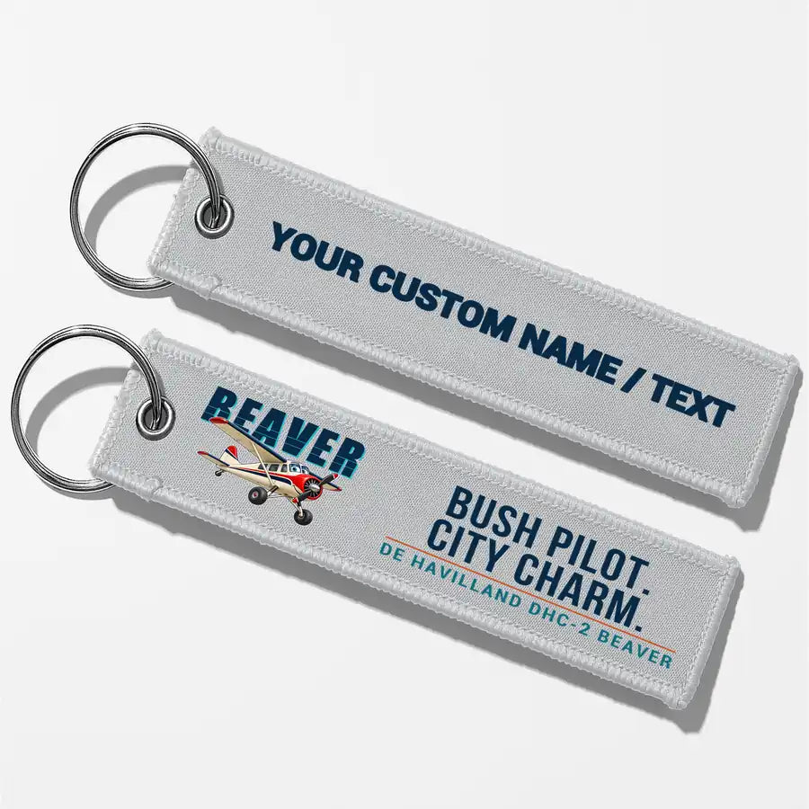 DHC-2 Beaver Mk I Aviator Key Chains - Light Gray - Cartoon - Personalized