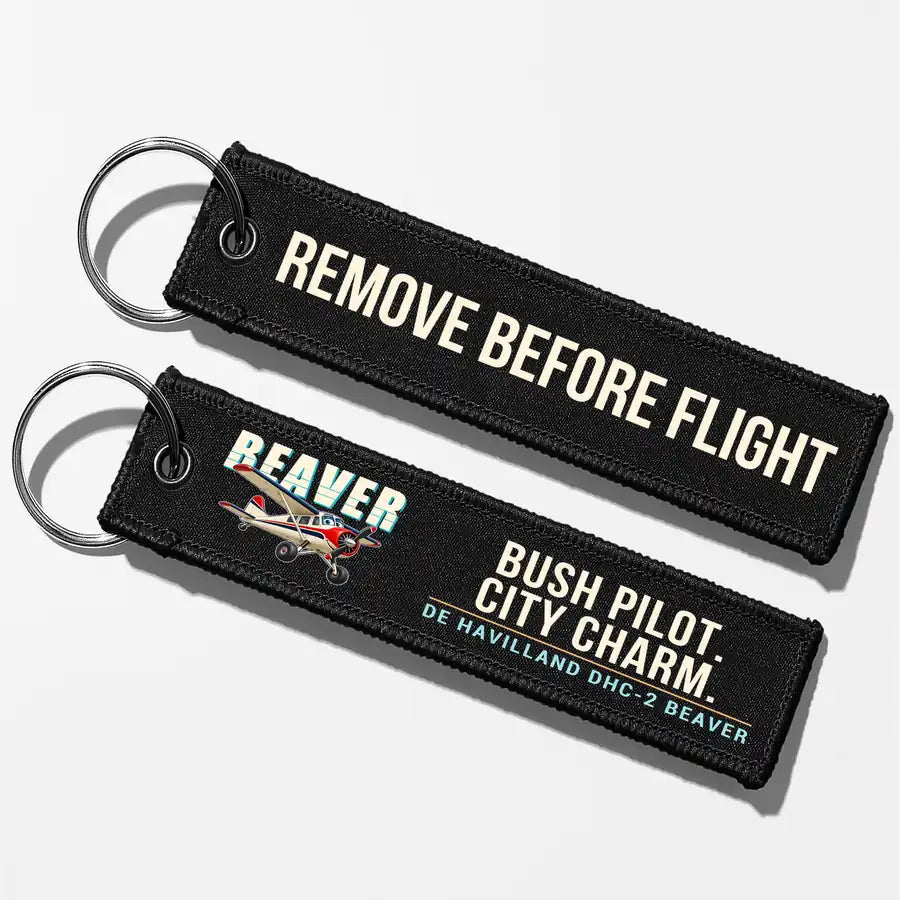 DHC-2 Beaver Mk I Aviator Key Chains - Black - Cartoon - Remove Before Flight