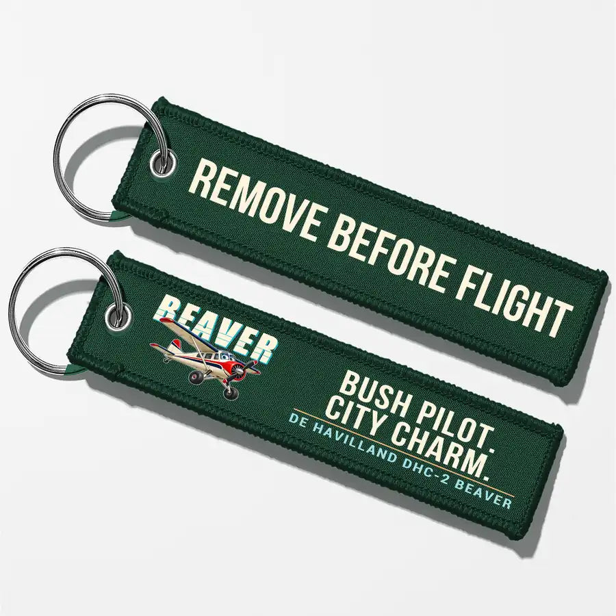 DHC-2 Beaver Mk I Aviator Key Chains - Dark Green - Cartoon - Remove Before Flight