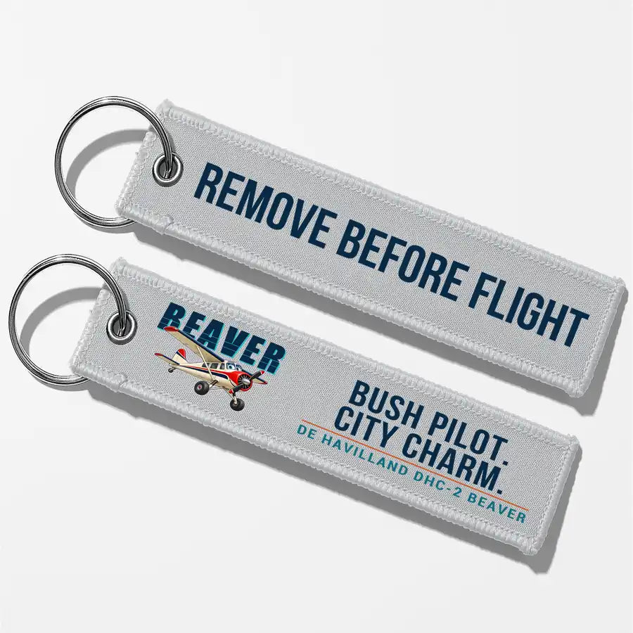 DHC-2 Beaver Mk I Aviator Key Chains - Light Gray - Cartoon - Remove Before Flight