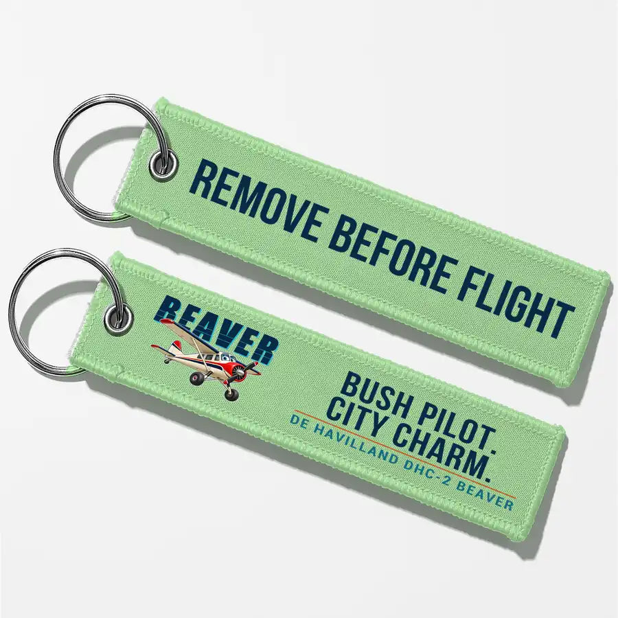 DHC-2 Beaver Mk I Aviator Key Chains - Light Green - Cartoon - Remove Before Flight