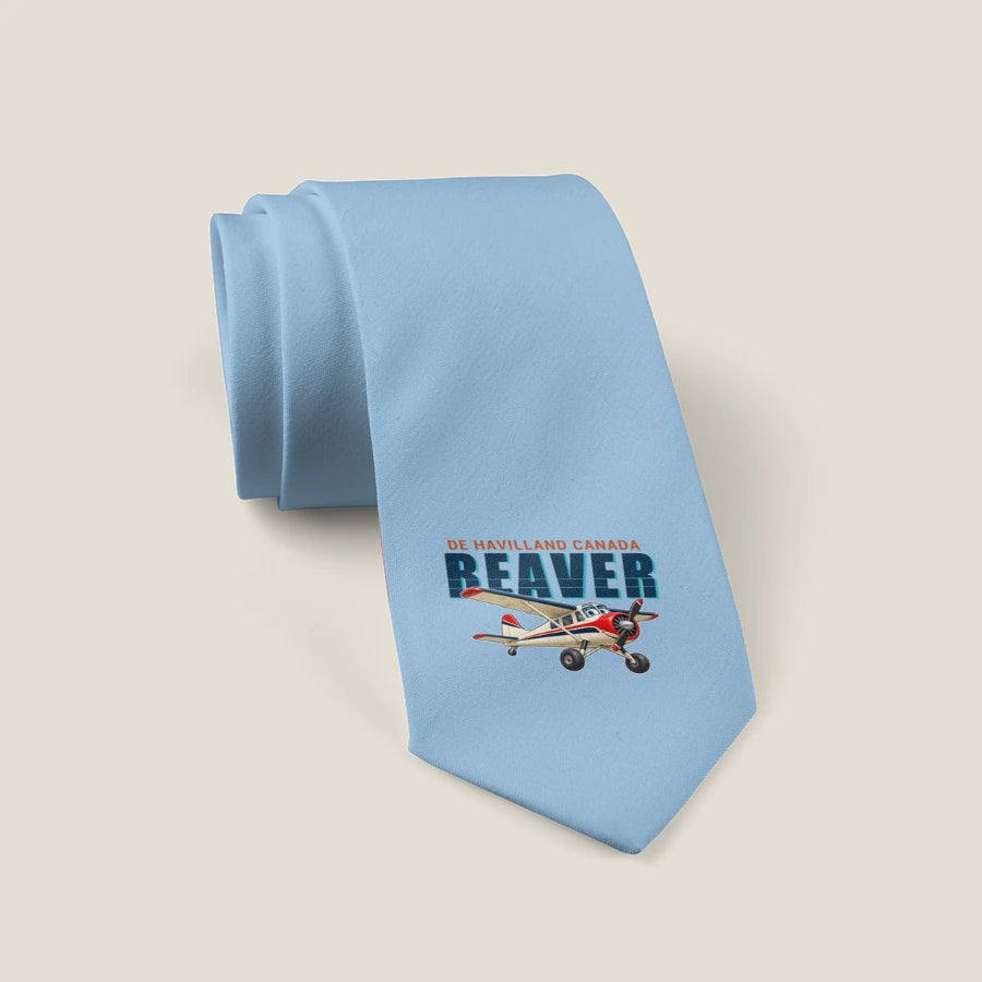 DHC-2 Beaver Mk I - Cartoon - Tie - Light Blue
