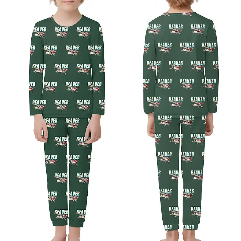 DHC-2 Beaver Mk I - Children Pajamas - Cartoon Pattern - Dark Green