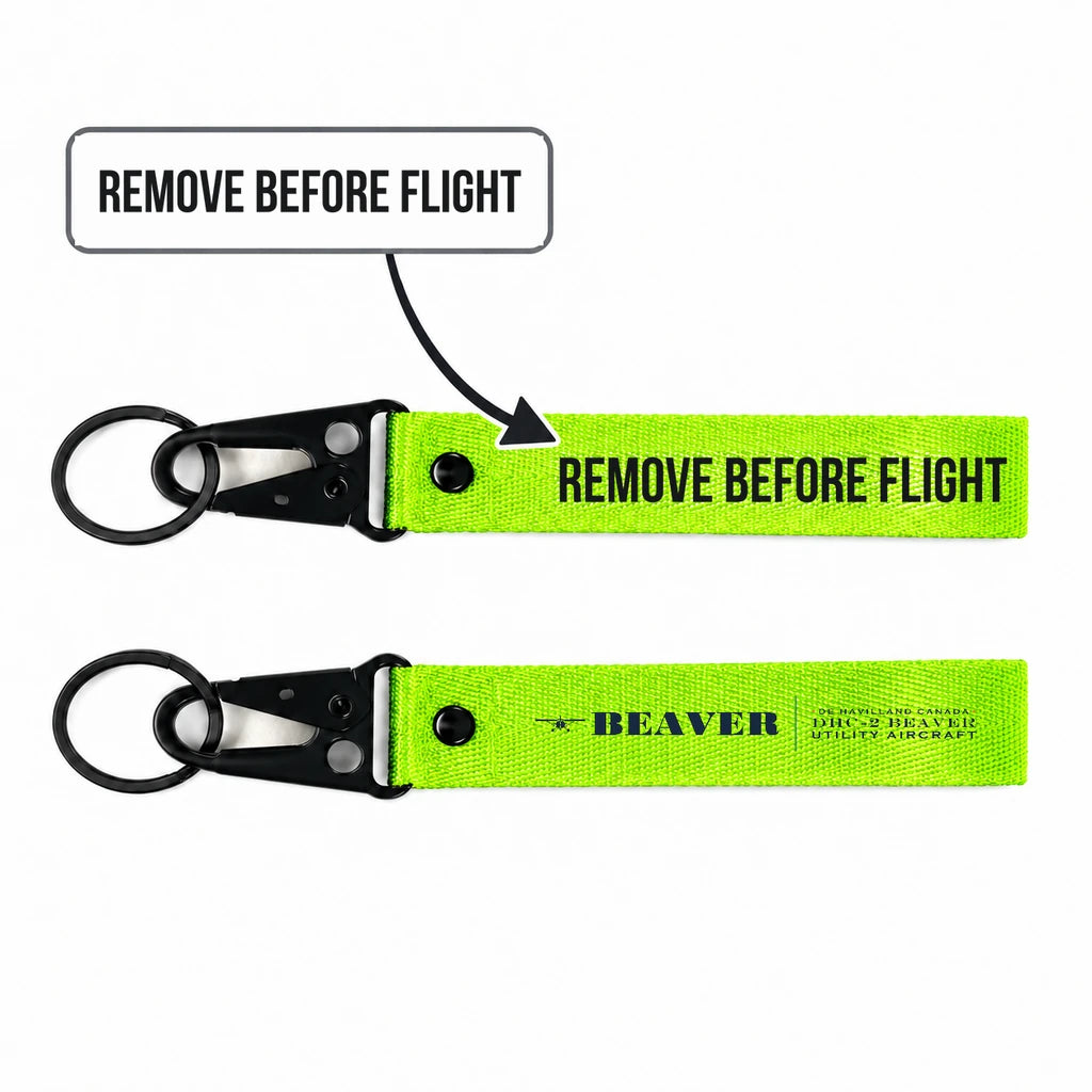 DHC-2 Beaver Mk I Hawk-Shaped Key Chains - Light Green - Heritage - Remove Before Flight