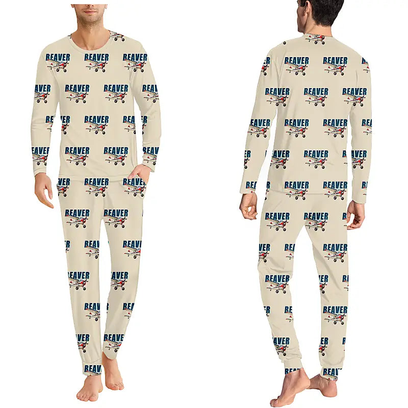 DHC-2 Beaver Mk I - Men Pajamas - Cartoon Pattern - Beige