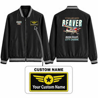 Thumbnail for DHC-2 Beaver Mk I Stylish Jackets - Baseball Collar - Cartoon + Name - Black